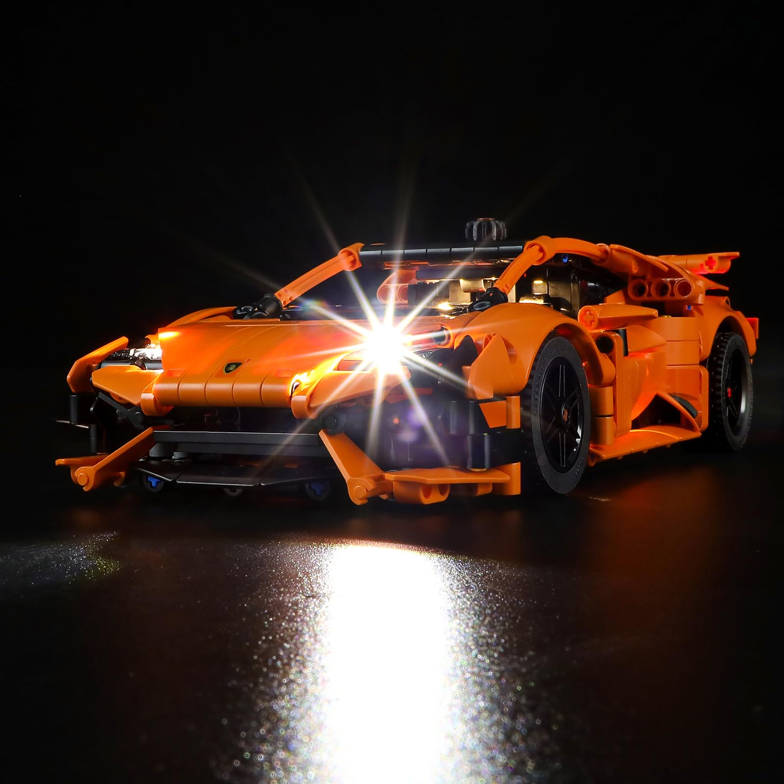 GEAMENT LED Light Kit Compatible with LEGO Lamborghini Huracán Tecnica Orange - Lighting set for Technic 42196 (Model Set Not Included)