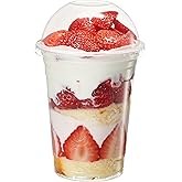 GUSTO [16 oz – 50 Count] Clear Plastic Cups with Dome Lids (No Hole) – Parfait, Fruit & Smoothie Cups for Parties, Desserts & To-Go Drinks (Formerly Comfy Package)