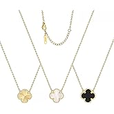 AIPPK Clover Pendant Necklace Set for Women 18K Gold Plated Van Cleef Four Leaf Clover Necklace Lucky Simple Dainty Necklace 