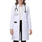 NY Threads Professional White Lab Coat for Women, Long Sleeve Medical Coat