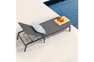 Patiorama Patio Chaise Lounge, Aluminum Outdoor Folding Lounge Chair, All-Weather PE Rattan Wicker Adjustable Reclining Lounge Chair for Outside,Portable Sun Lounger for Beach Garden Lawn Pool-Grey