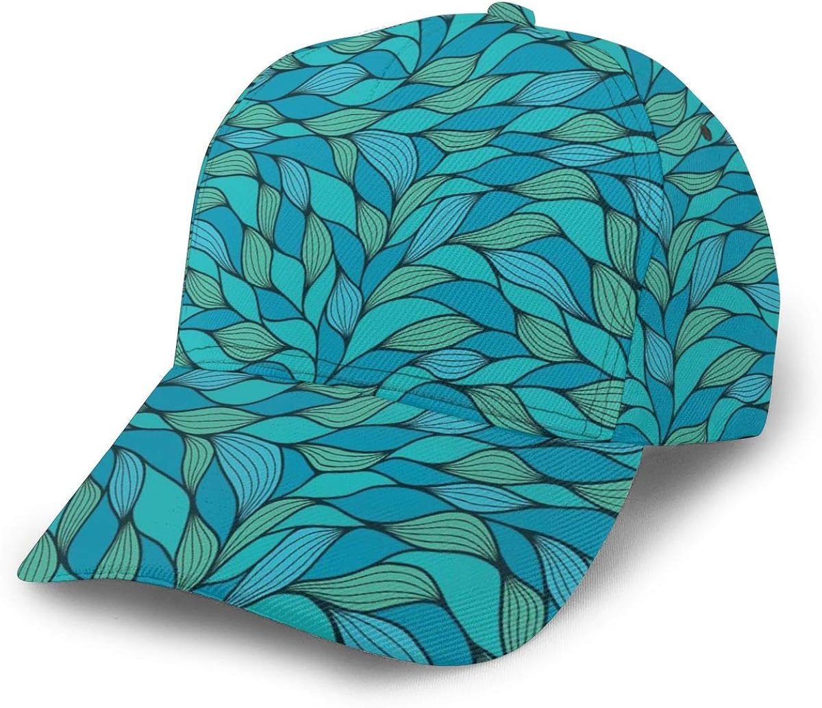 Baseball Cap Teal Abstract Wave Ocean Marine Life Baseball Caps Unisex Snapback Flat Bill Hip
