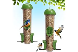 LO NA LOVE NATURE LONA Bird Feeders for Outdoors 2 Pack, Tube Bird Feeder Weatherproof with Multiple Hanging Methods, Wild Bird Feeding Silo for Outside, 3 Port