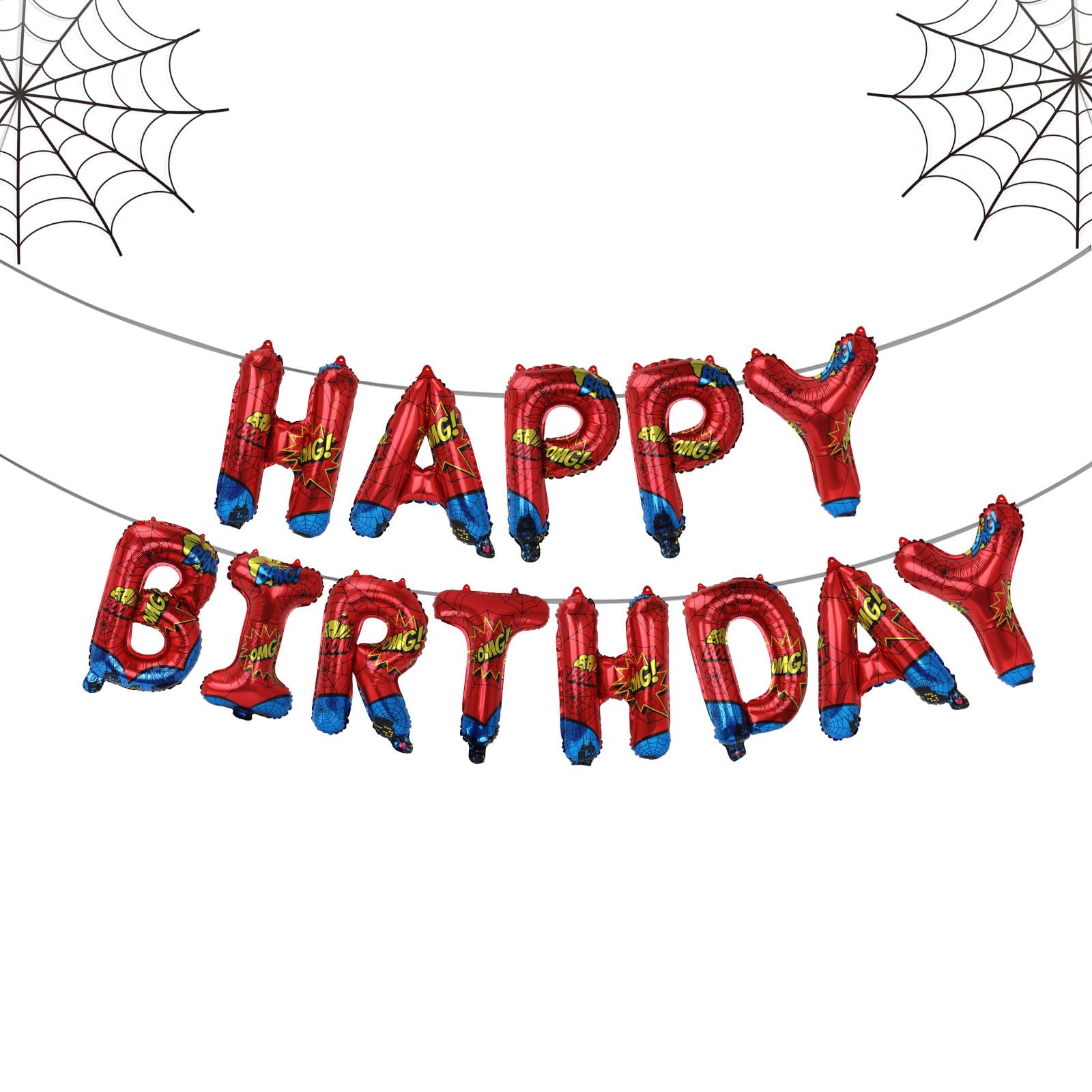 Photo 1 of 16 Inch Spider Theme Balloons Banner for Kids Party Balloons Birthday Party Decorations Supplies