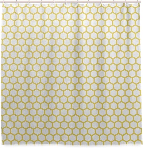 Amazon Ecomaomi シャワーカーテン 防水 ポリエステル 風呂カーテン 浴室 おしゃれ かわいい 六角形パターンハニカムbeehive単純な幾何学的なモノクロ 取付簡単 浴室 間仕切り カーテンリング付属 シャワーカーテン ホーム キッチン オンライン通販