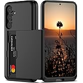 Nvollnoe for Samsung S24 Case with Card Holder Dual Layer Heavy Duty Protective Case Hidden Card Slot Slim Wallet Case for Samsung S24 6.1''(Black)