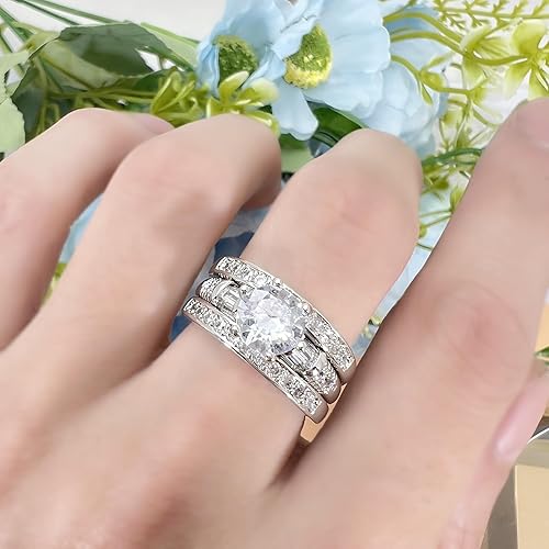 3PCS Moissanite Rings Engagement Rings Set 925 Sterling Silver