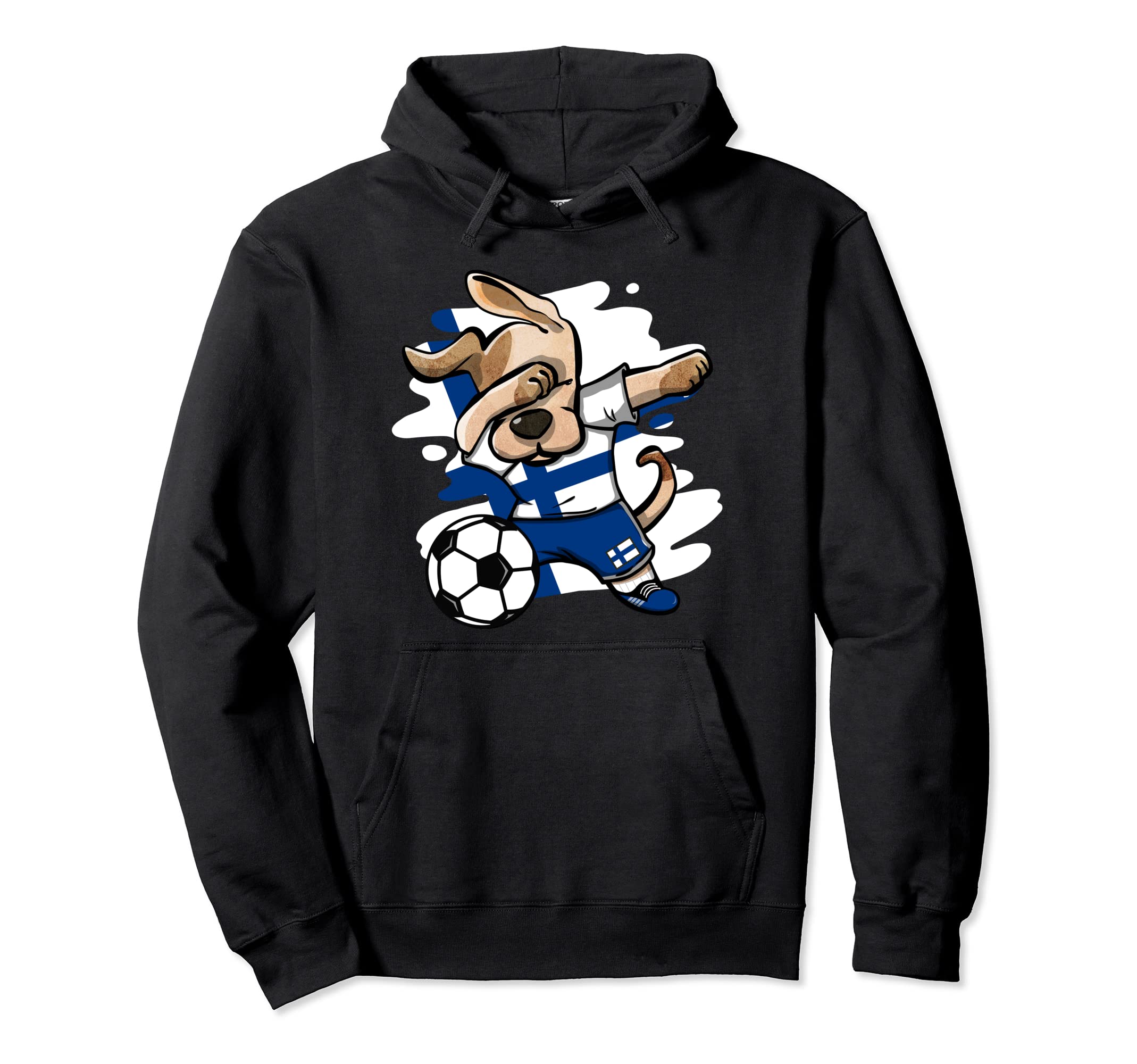 Dabbing Dog Finland Soccer Fan Jersey Finnish Football Lover Pullover Hoodie