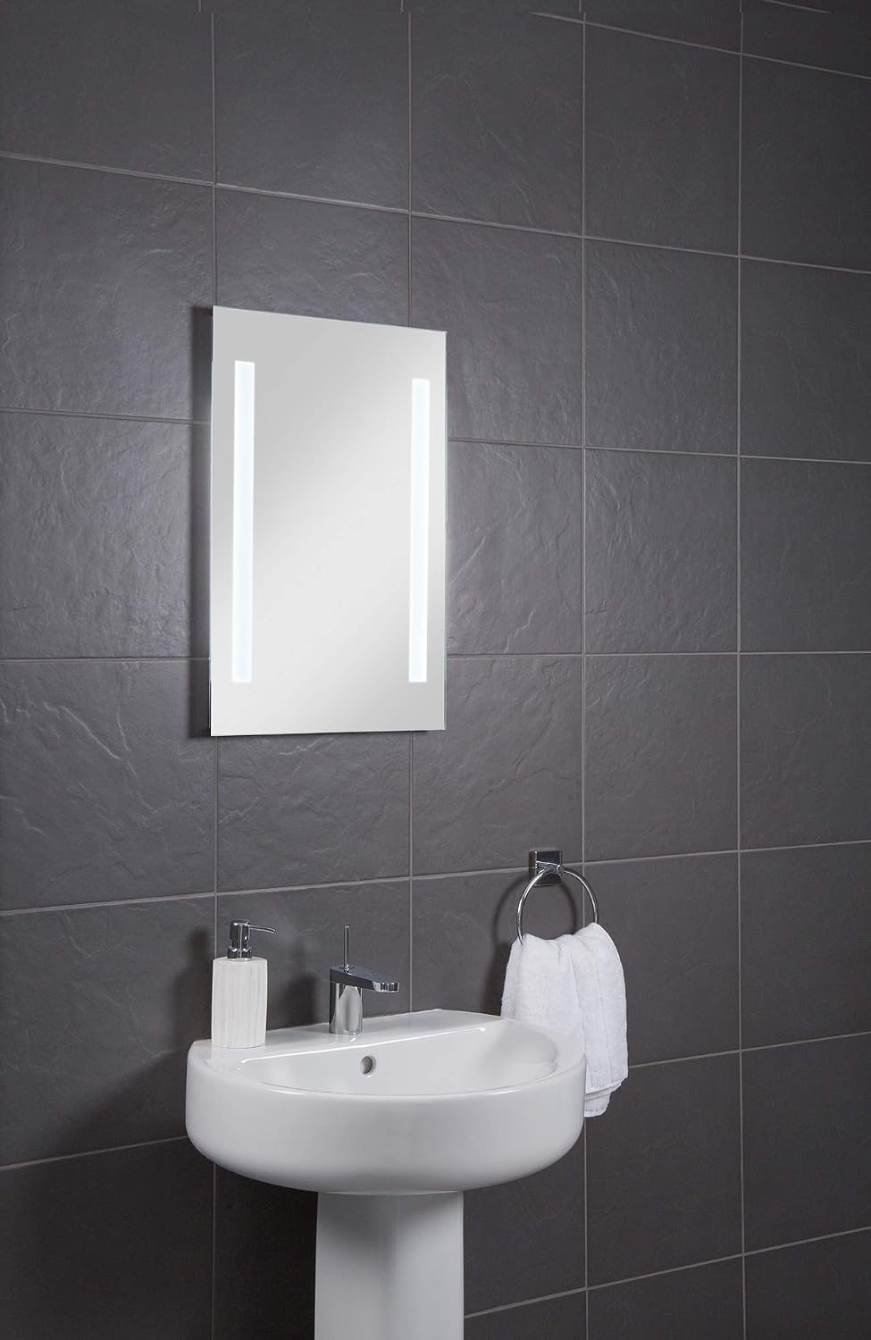 Croydex Horton Bathroom Mirror with Lights, Easy to Install Bathroom LED mirror Battery Operated with All Fittings Included - Image 4