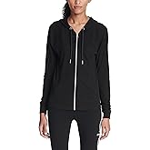 Calvin Klein womens Premium Performance Ruched Long Sleeve Zip Up Hoodie (Standard and Plus)