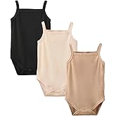 OPAWO Onsies for Baby Girls' Bodysuits 3 Pack Neutral Baby Clothes Spaghetti Strap & Long Sleeve Fall Baby Undershirt 0-2T