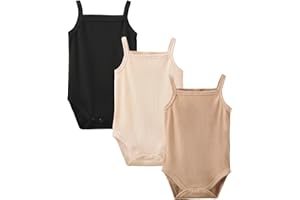 OPAWO Onsies for Baby Girls' Bodysuits 3 Pack Neutral Baby Clothes Spaghetti Strap & Long Sleeve Fall Baby Undershirt 0-2T