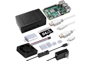 GeeekPi Starter Kit for Raspberry Pi 4 4GB, with Raspberry Pi 4, Case, 64GB Card, Card Reader, HDMI Cables and 18W USB C Power Supply
