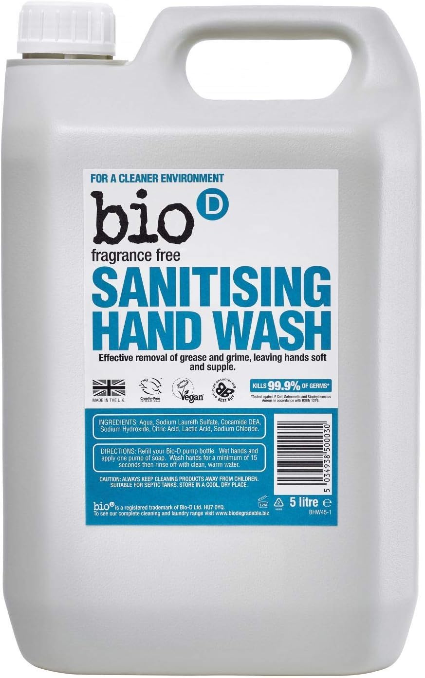 Fragrance Free Sanitising Hand Wash 5 Litre by BioD Amazon.co.uk