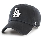 47 Brand MLB Black White Primary Logo Clean Up Adjustable Baseball Cap Hat, Adult One Size Fits All