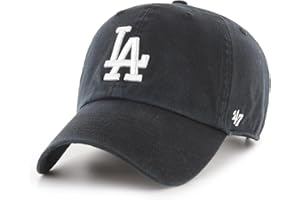 47 Brand MLB Black White Primary Logo Clean Up Adjustable Baseball Cap Hat, Adult One Size Fits All