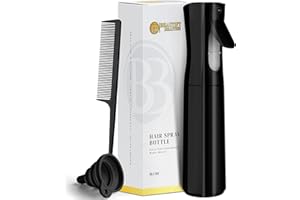 BeautifyBeauties Hair Spray Bottle – Ultra Fine Continuous Water Mister for Hairstyling, Cleaning, Plants, Misting & Skin Care (Black)