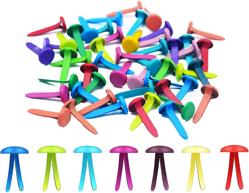 Siqian Multicolor Split Pins 50 Pcs Pastel Metal Mini Brad Craft Pins