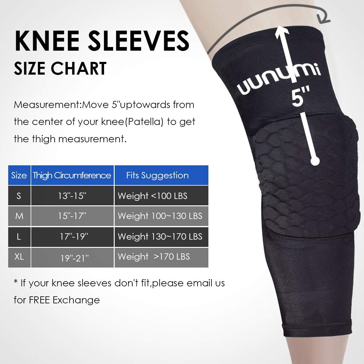 uunumi Basketball Knee Pads, 1 Pair Youth Adult Volleyball Wrestling Kneepad Non-Slip Compression Leg Sleeve Protector Gear : Sports & Outdoors