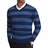 COOFANDY Men's V Neck Sweater Lightweight Knitted Pullover Sweaters