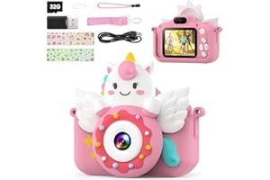 TIATUA Kids Camera for Girls & Boys, Toddler Camera Toys for Age 3-12 Kids with 32GB Card & Dual Lens, Digital Camera for 4 5 6 7 8 9 10 Year olds (Pink)