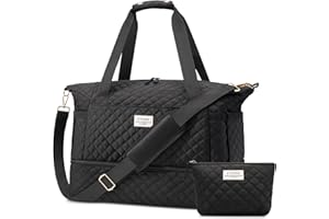 ETRONIK Travel Bag for Women, Gym Duffel Bag with Shoes Compartment, Weekender Overnight Bag with Wet Pocket for Women Travel Gym Daily Use (Black)
