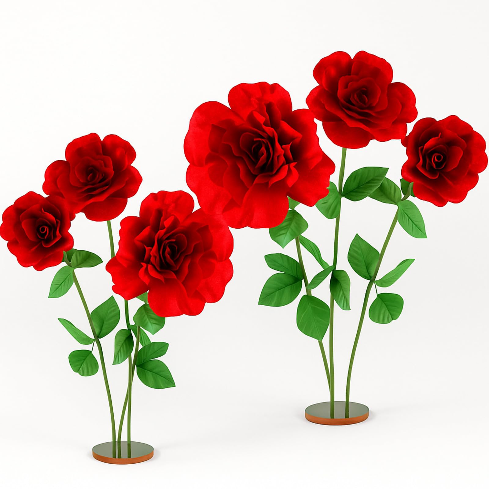 Photo 1 of **INCOMPLETE** Daifunli 2 Set 4.5 ft Valentine's Day Giant Artificial Flowers Giant Rose for Valentines Decorations Huge Flannel Flower with Standing Base Creative Gift for Window Reception Banquet Ceremony (Red)