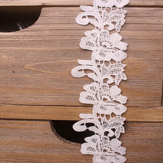 Amazon 幅 5cm 弾力なし 花モチーフ付刺繍入りレース アクセサリー
