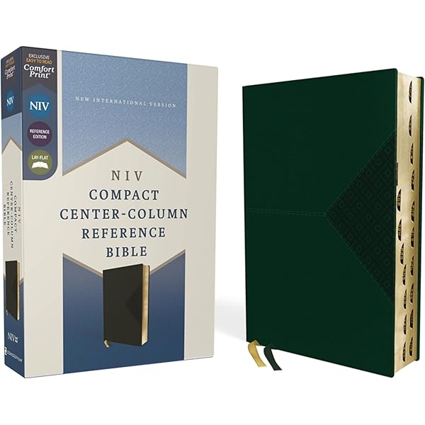 NIV, Compact Center-Column Reference Bible, Leathersoft, Black