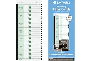 Lathem Time Cards, Thermal, Weekly, 100 per Pack, White (LTHE8100)