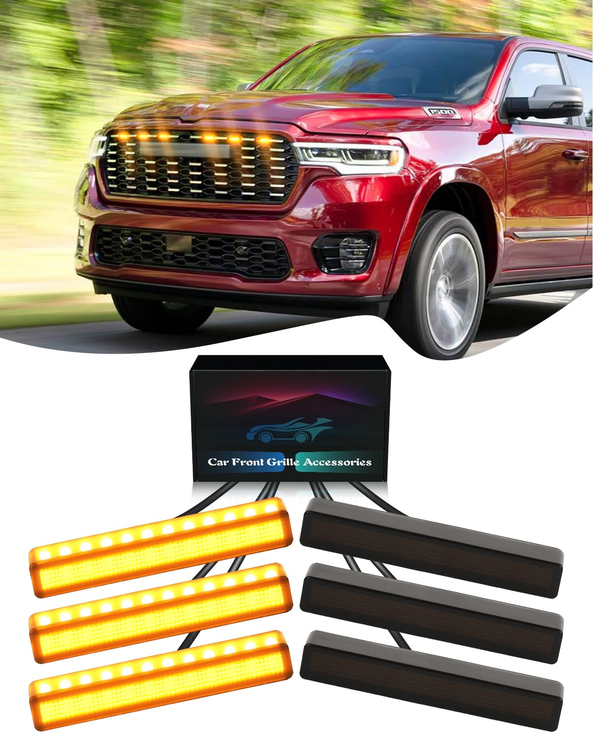 Photo 1 of TBHOO 6Pcs LED Grill Light for 2023 2024 2025 Dodge Ram 1500 2500 3500 Raptor Grille Lights Front Bumper Ram Accessories 2019-2022 (Yellow)