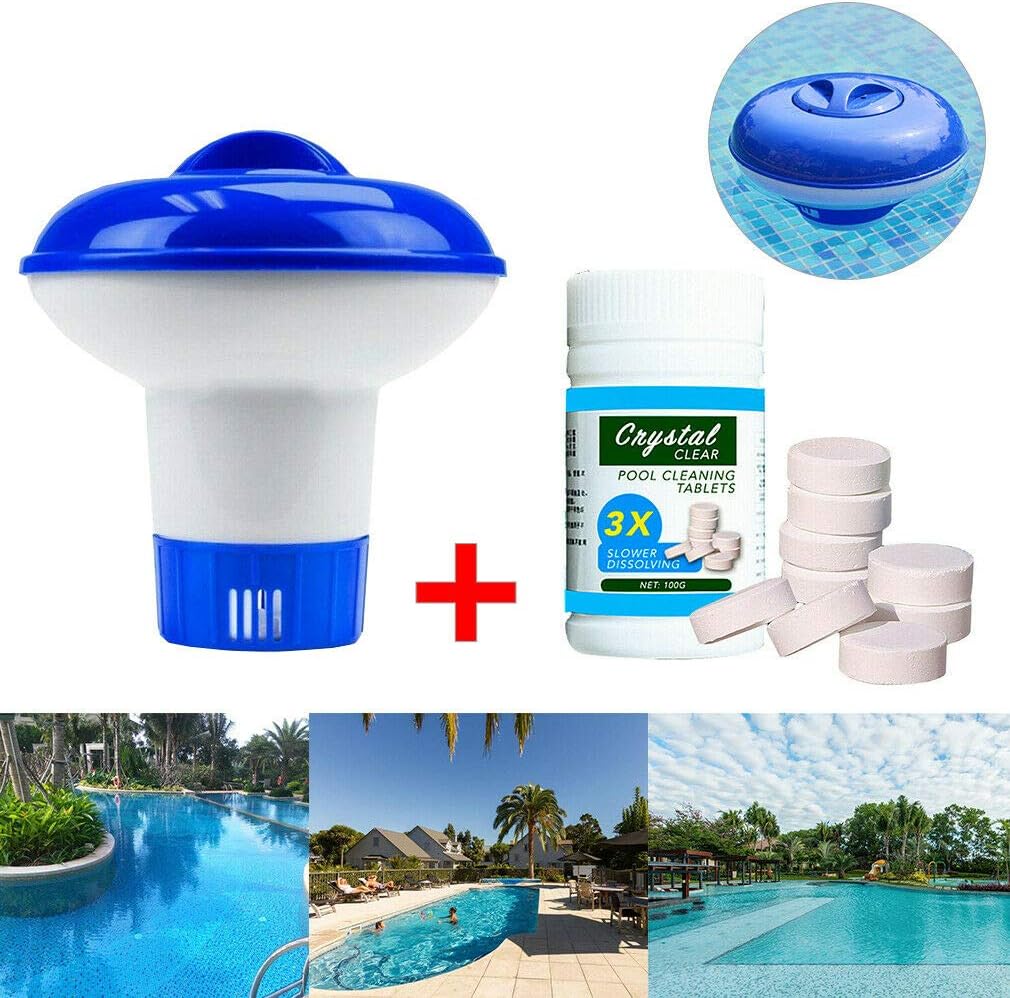 Whale city Pool Floating Chlorine Cleaning Tablet(100 PC) Hot Tub Cleaner Chemical Dispenser