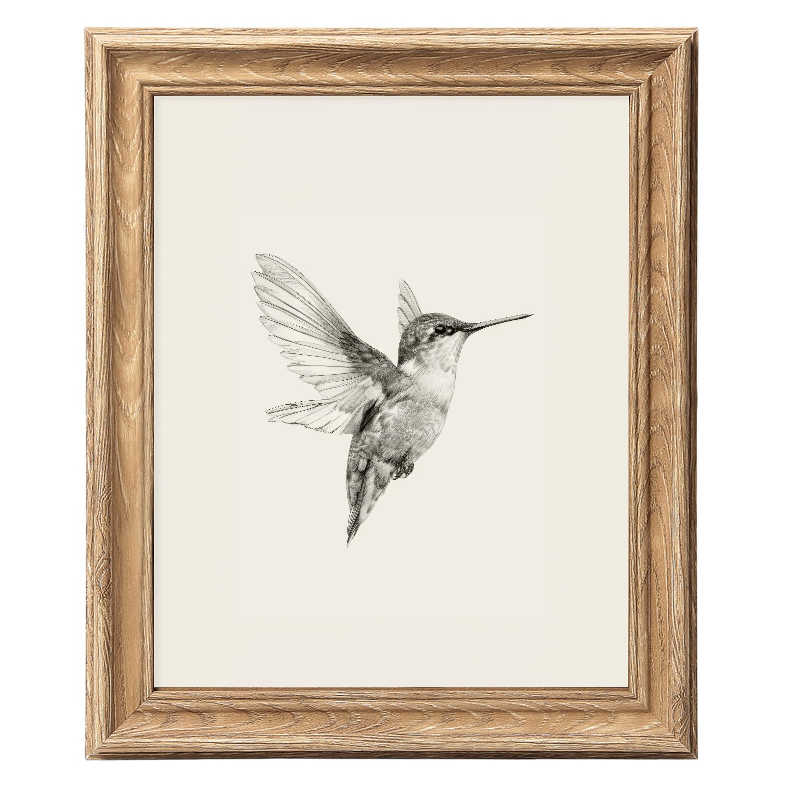 Photo 1 of ASTRDECOR Hummingbird Wall Art Prints 8x10, Bird Sketch Painting Picture with Rustic Wood-Look Frame, Vintage Farmhouse Country Wall Decor for Living Room Bedroom Bathroom Home Decoration