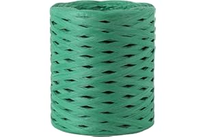GZXUNFA 656 Ft Natural Raffia Paper Ribbon for Gift Wrapping, Bulk Packing Raffia String - Twisted Paper Ribbon for Christmas Crafts Weaving 1/4 Inch Width (Green)
