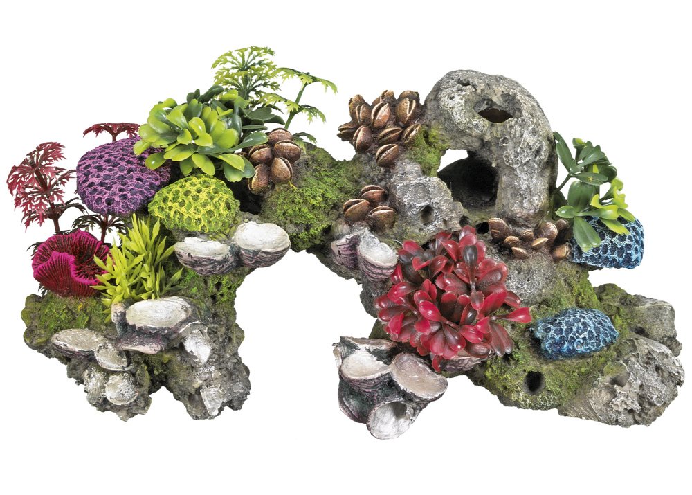 Nobby Aqua Ornaments 28569 Stone with Coral and Plants