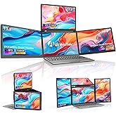 ADREAMER 13.3" Triple Screen Laptop Monitor Extender, Detachable 3 Screen Monitor for Laptop 13"-16", 1920x1200 IPS 16:10, 1 Cable for 3 Displays, Compatible with Wins/Mac.