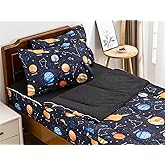 Meeting Story 3pcs Kids Comforter Sets Zipper Bedding Set for Boys,Twin Kid Bedding Set Outer Space Comforter Universe Galaxy Bedding for Kid,All in one Zipper Bedding（Black,Twin）