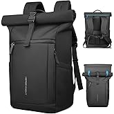 HEROIC KNIGHT Rolltop Laptop Backpack, Water-Resistant Bussiness Travel Backpack for Men Women, Expandable 20-27L Casual Daypack for 15.6 inch Computer, Work Bag for Commute/College/Hiking,Black