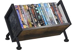 Salajory DVD CD Storage Rack, Holds 23 DVDs, 28 Blu-rays, 36 CDs or Books, Desktop Media Organizer Stand with Base