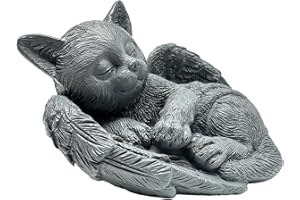 Sengocis Small Cat Memorial Stone Commemorates Our Lost Fur Baby,Peaceful Sleeping Cat Angel Statue for Garden,Indoor,Pet Grave Markers,and Loss of Cat Sympathy Gift(Gray)