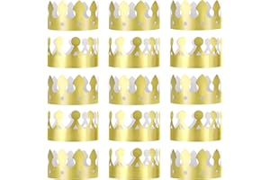 JOVITEC 24 Pcs Gold Paper Crowns Golden King Crown Foil Gold Hat for Birthday Celebration Baby Shower Photo Props