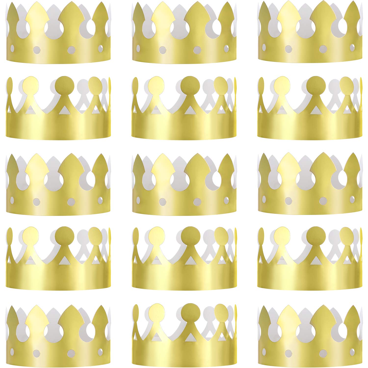 Photo 1 of JOVITEC 24 Pcs Gold Paper Crowns Golden King Crown Foil Gold Hat for Birthday Celebration Baby Shower Photo Props