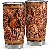 SANDJEST Horse Tumbler 20oz Stainless Steel Insulated Coffee Travel Mug Cup for Women Girls Men Horse Gifts for Birthday Christmas