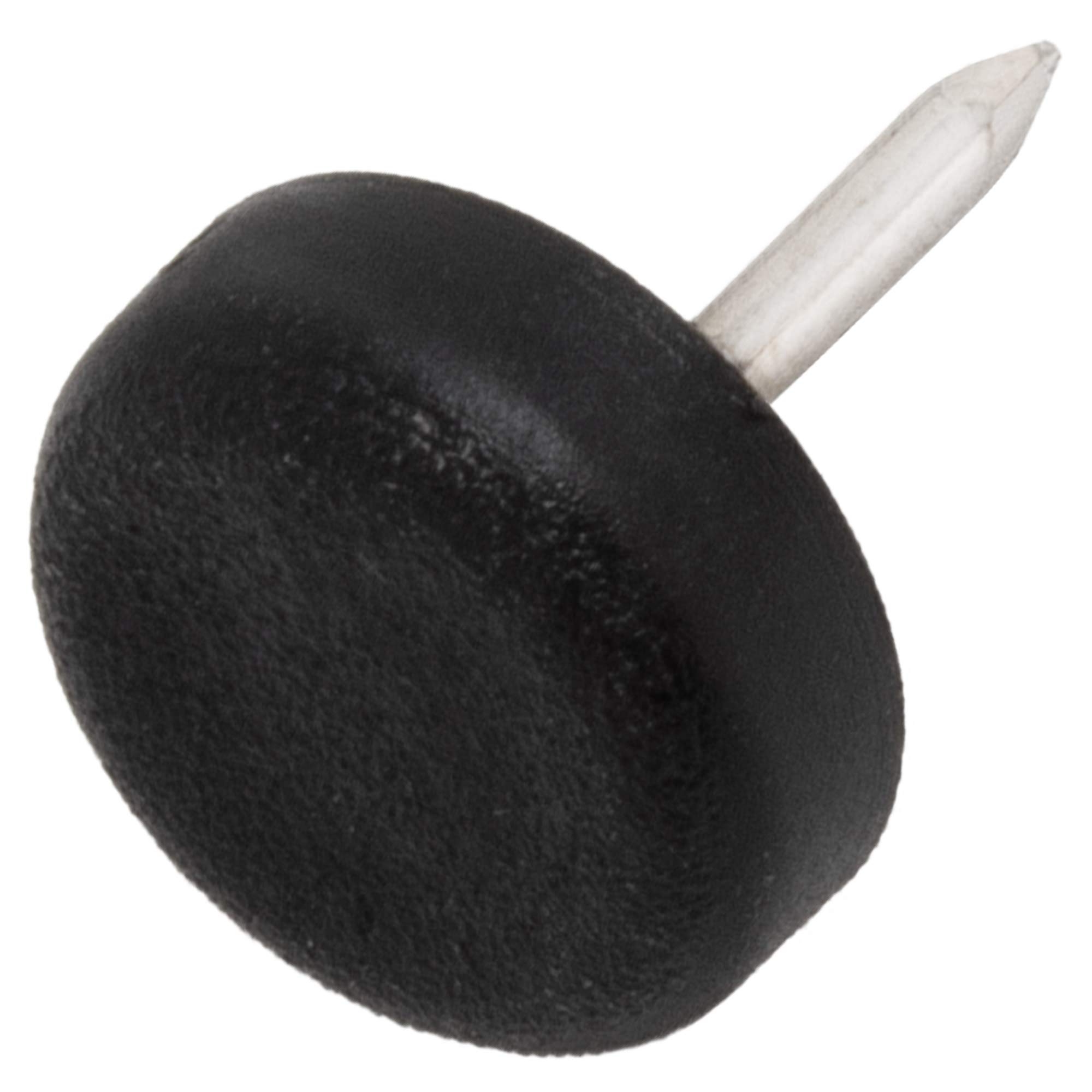 Adsamm® / 4 x Glides in plastic with nail | Ø 0,59'' (Ø 15 mm) | black | round | Premium quality furniture sliders with nail by Adsamm®