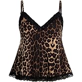 SOLY HUX Womens Y2K Lace Cami V Neck Sleeveless Striped Shirt Spaghetti Strap Camisole Gothic Tops