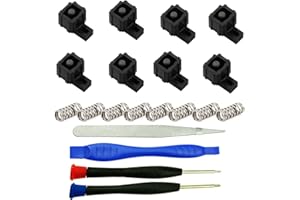 CTHTBZ 8PCS Replacement Metal Lock Buckles Latches for Nintendo Switch/OLED JoyCon, Repair Tool Kit with Spring Screwdrivers Tweezer(Plastic-Black)