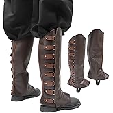 PROCOS Mens Medieval Pirate Boot Covers PU Leather Leg Armor Guard Ranaissance Costume Accessories