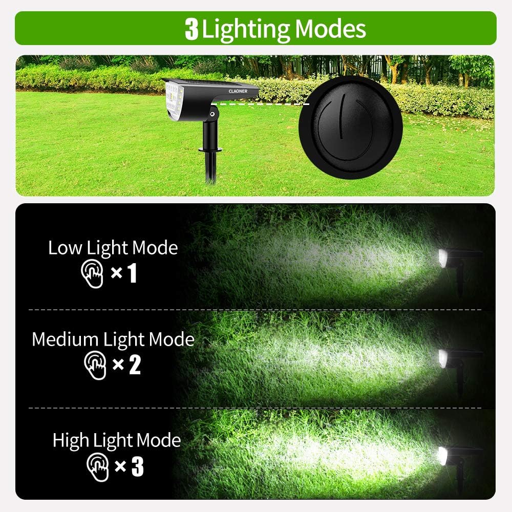 Claoner 32 LED Solar Landscape Spotlights, Wireless Waterproof Solar Landscaping Spotlights Outdoor Solar Powered Wall Lights for Yard Garden Driveway Porch Walkway Pool Patio- Cold White(2 Pack) - - 