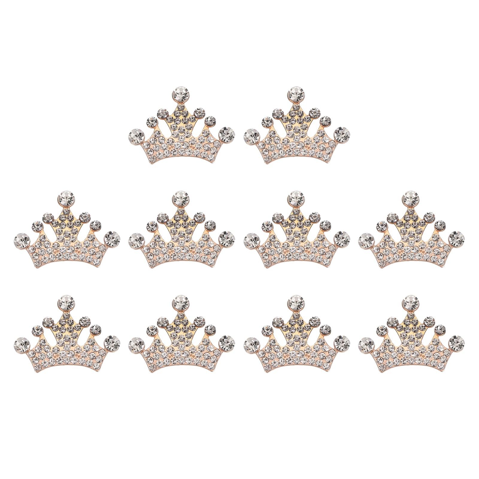 PATIKIL 10Pcs Crown Charms, 1.26" x 0.98" Mini Metal Rhinestone Crystal Crown Embellishments Bulk DIY Handmade Phone Case Clothes Decor Party, Gold Tone
