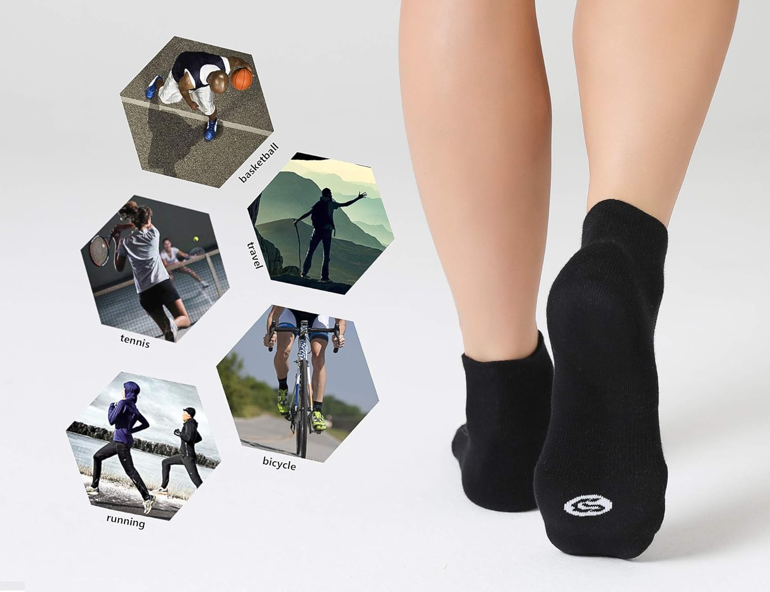 CelerSport 6 Pack Men's Ankle Socks with Cushion, Sport Athletic Running Socks: Clothing